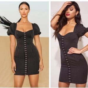 NWT Pinstripe Puffsleeve Bodycon Dress